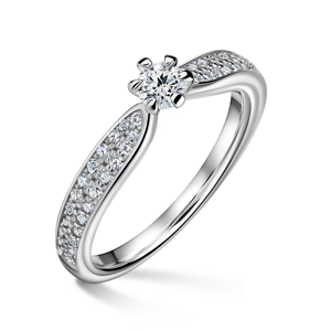 Florence Side Stones | Zásnubní prsten se středovým kamenem 0.180ct, bílé zlato, s diamanty 51