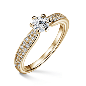Florence Side Stones | Zásnubní prsten se středovým kamenem 0.400ct, žluté zlato, s diamanty 48
