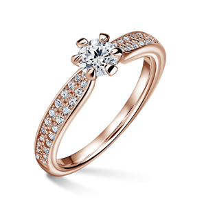 Florence Side Stones | Zásnubní prsten se středovým kamenem 0.400ct, růžové zlato, s diamanty 47