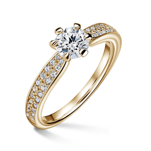 Florence Side Stones | Zásnubní prsten se středovým kamenem 0.500ct, žluté zlato, s diamanty 47