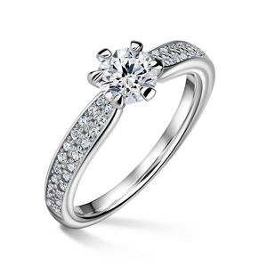 Florence Side Stones | Zásnubní prsten se středovým kamenem 0.500ct, bílé zlato, s diamanty 53