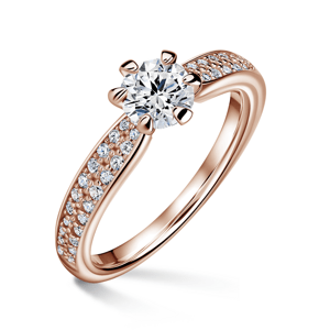 Florence Side Stones | Zásnubní prsten se středovým kamenem 0.500ct, růžové zlato, s diamanty 47