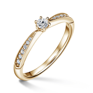 Minerva Side Stones | Zásnubní prsten se středovým kamenem 0.085ct, žluté zlato, s diamanty 46