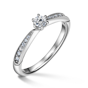 Minerva Side Stones | Zásnubní prsten se středovým kamenem 0.145ct, bílé zlato, s diamanty 46