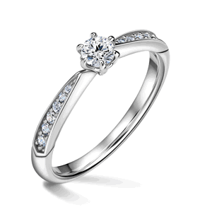 Minerva Side Stones | Zásnubní prsten se středovým kamenem 0.180ct, bílé zlato, s diamanty 63