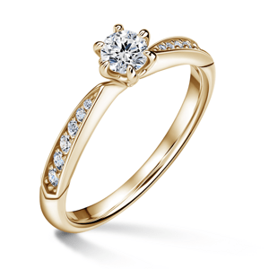 Minerva Side Stones | Zásnubní prsten se středovým kamenem 0.400 ct, žluté zlato, s diamanty 46