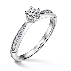 Minerva Side Stones | Zásnubní prsten se středovým kamenem 0.400 ct, bílé zlato, s diamanty 50