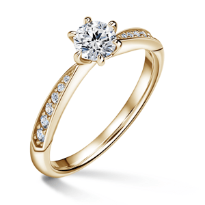 Minerva Side Stones | Zásnubní prsten se středovým kamenem 0.500ct, žluté zlato, s diamanty 46