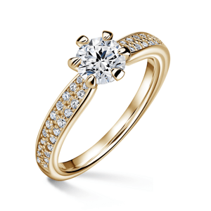 Florence Side Stones | Zásnubní prsten se středovým kamenem 0.700ct, žluté zlato, s diamanty 46
