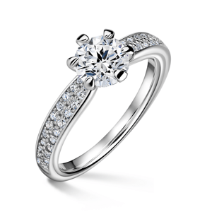 Florence Side Stones | Zásnubní prsten se středovým kamenem 0.900ct, bílé zlato, s diamanty 47