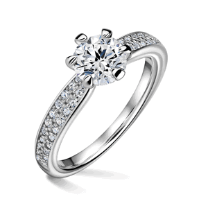 Florence Side Stones | Zásnubní prsten se středovým kamenem 0.900ct, bílé zlato, s diamanty 56