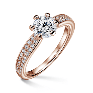 Florence Side Stones | Zásnubní prsten se středovým kamenem 0.900ct, růžové zlato, s diamanty 48