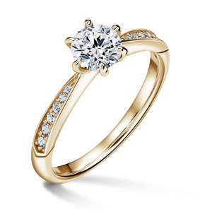 Minerva Side Stones | Zásnubní prsten se středovým kamenem 0.700ct, žluté zlato, s diamanty 47