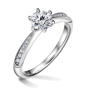 Minerva Side Stones | Zásnubní prsten se středovým kamenem 0.700ct, bílé zlato, s diamanty 49