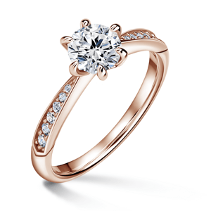 Minerva Side Stones | Zásnubní prsten se středovým kamenem 0.900ct, růžové zlato, s diamanty