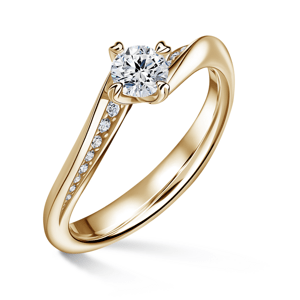 Freya Side Stones | Zásnubní prsten se středovým kamenem 0.400ct, žluté zlato, s diamanty 48