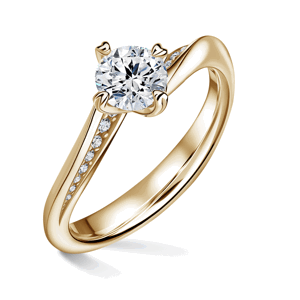 Freya Side Stones | Zásnubní prsten se středovým kamenem 0.900ct, žluté zlato, s diamanty 57