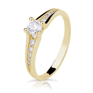 Zlatý zásnubní prsten DF 2956, žluté zlato, s briliantem 56