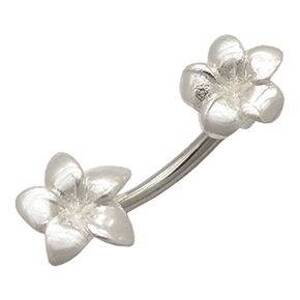Šperky4U Stříbrný piercing do pupíku - květy - BP01110
