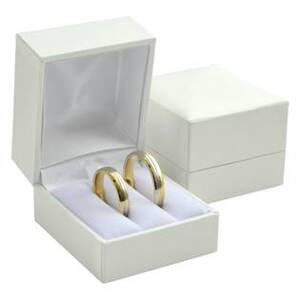 Šperky4U Bílá koženková krabička na snubní prsteny - KR0352-WH