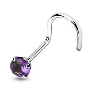 Šperky4U Zahnutý piercing do nosu - kamínek 3 mm - N01067-A