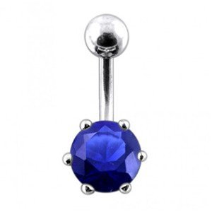 Šperky4U Stříbrný piercing do pupíku, modrý zirkon - BP01025-B