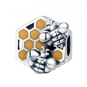 NUBIS® Stříbrný přívěšek korálek na náramek se včelkami - NB-8237