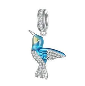 NUBIS® Stříbrný přívěšek korálek na náramek kolibřík - NB-8298