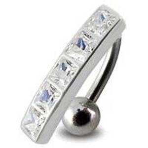 Šperky4U Stříbrný piercing do pupíku se štítem - obrácený - BP01162-C