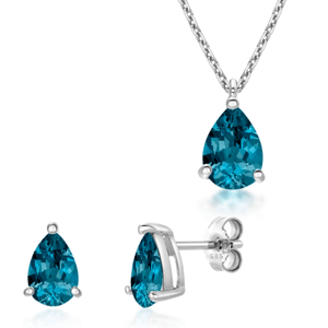 SOFIA zlatý set náhrdelník a náušnice modrý topas GEMBO17796-48+GEMCS23680-52