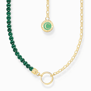THOMAS SABO náhrdelník na charm Green beads gold KE2190-140-6