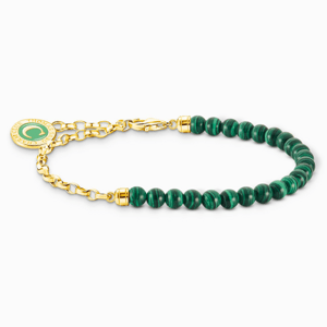 THOMAS SABO náramek na charm Green beads gold A2130-140-6