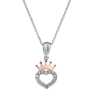DISNEY stříbrný náhrdelník srdíčko s korunkou N902753UZWL-18