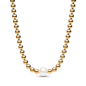 PANDORA pozlacený náhrdelník Perla a korálky 363176C01-45