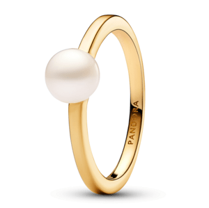 PANDORA pozlacený prsten Nadčasový perlový prsten 163157C01
