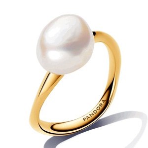 PANDORA pozlacený prsten s perlou 163293C01