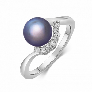 SOFIA stříbrný prsten s tmavou perlou AEAR3396Z,BKFM/R