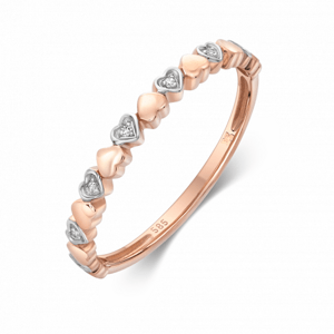 SOFIA DIAMONDS zlatý prsten se srdíčky s diamanty 0,018 ct GEMBG28619-19