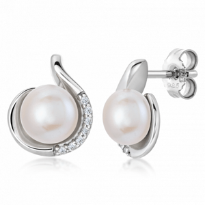 SOFIA stříbrné náušnice s perlou AEAE3483Z,WFM/R