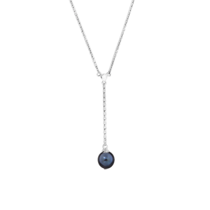 SOFIA stříbrný náhrdelník s tmavou perlou AEAN1083BKFM/R42+5