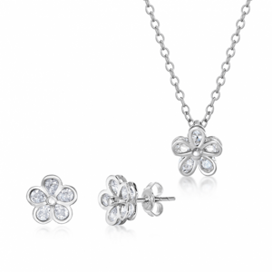 SOFIA stříbrný set náhrdelník a náušnice IS028CT301-38-45+IS022OR011
