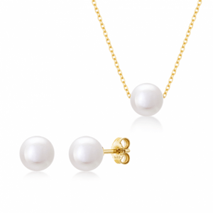 SOFIA zlatý set náhrdelník a náušnice s perlami NB4-SOFN0009+NB9NBG-0012