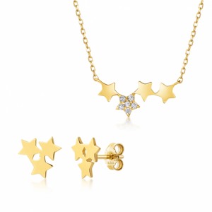 SOFIA zlatý set náhrdelník a náušnice hvězdy NB9NBG-0045+NB9NBG-0024