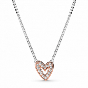 PANDORA pozlacený náhrdelník Srdce zdobeno zirkony 380089C01-45