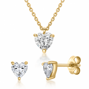 SOFIA zlatý set náhrdelník a náušnice srdíčka GEMBO23178-14+GEMCS26166-18