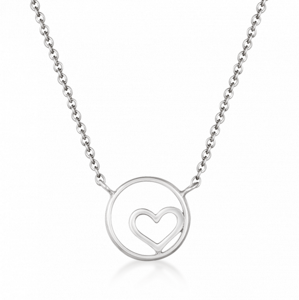 SOFIA stříbrný náhrdelník srdíčko v kruhu CK2070813000042+39G