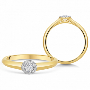 SOFIA DIAMONDS zlatý zásnubní prsten s diamantem 0,09 ct a kolem 0,04 ct H/I1 UDRG46330Y-H-I1