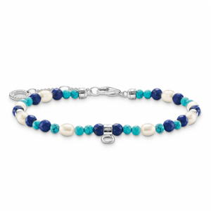 THOMAS SABO náramek Blue stones and pearls A2064-775-7-L19V