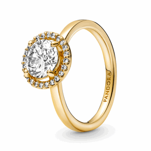 PANDORA pozlacený prsten Třpytivý halo prsten 161234C01