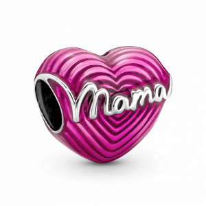 PANDORA korálek růžové srdce s textem Maminka 791505C01